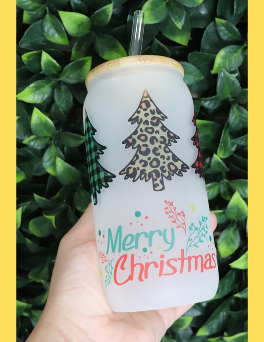 Chritsmas Sublimation Frosted Glass can